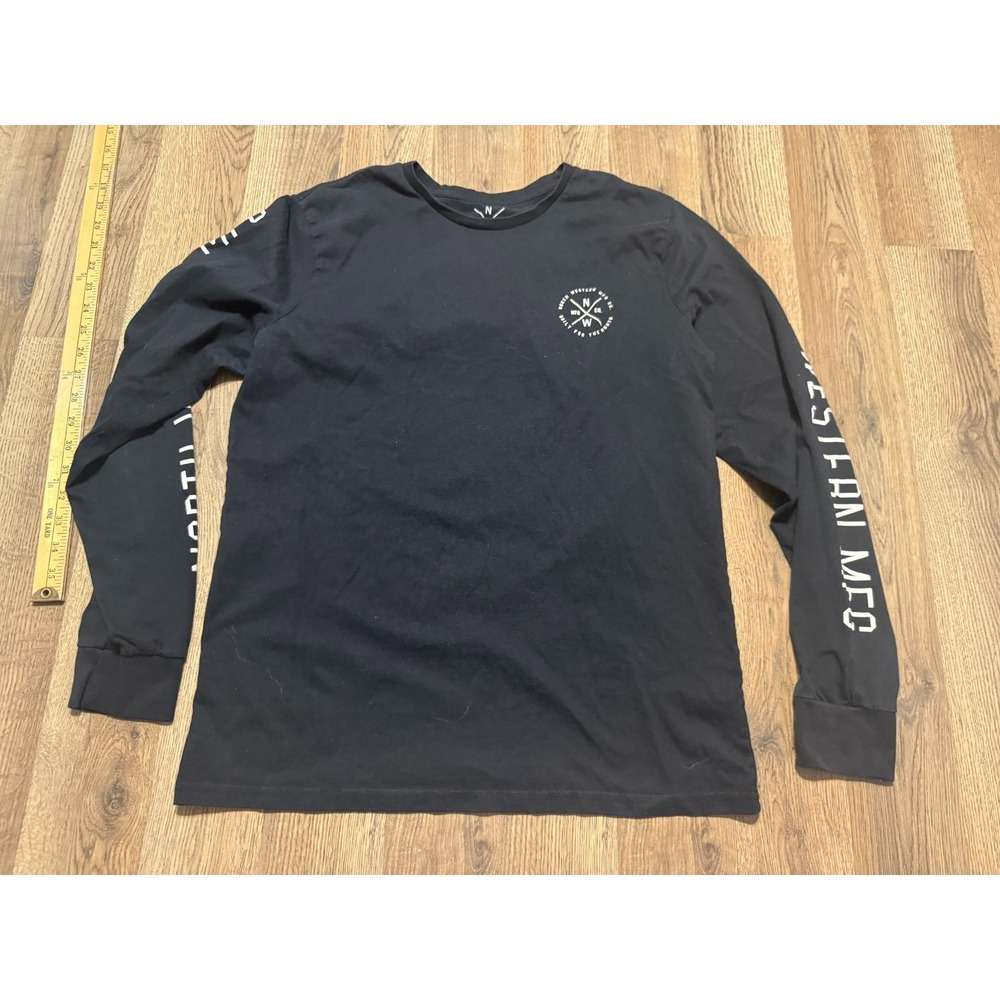 North Western MFG Shirt Men's Size Large Black White Logo Long Sleeve Shirt